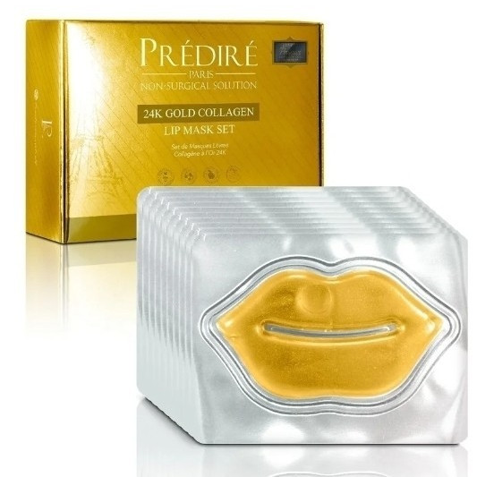 Prédiré Paris 24K Gold Collagen Lip Patch Mask Set Anti-Aging 0.2 fl oz