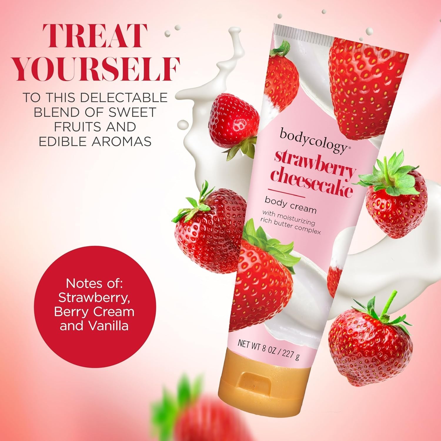 Bodycology Shea Butter Body Cream, Strawberry Cheesecake, 8 oz