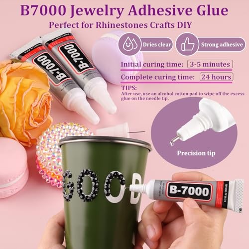 16000Pcs Resin Jelly Rhinestones for Crafting Medium Pack + 3Pcs Glue Black