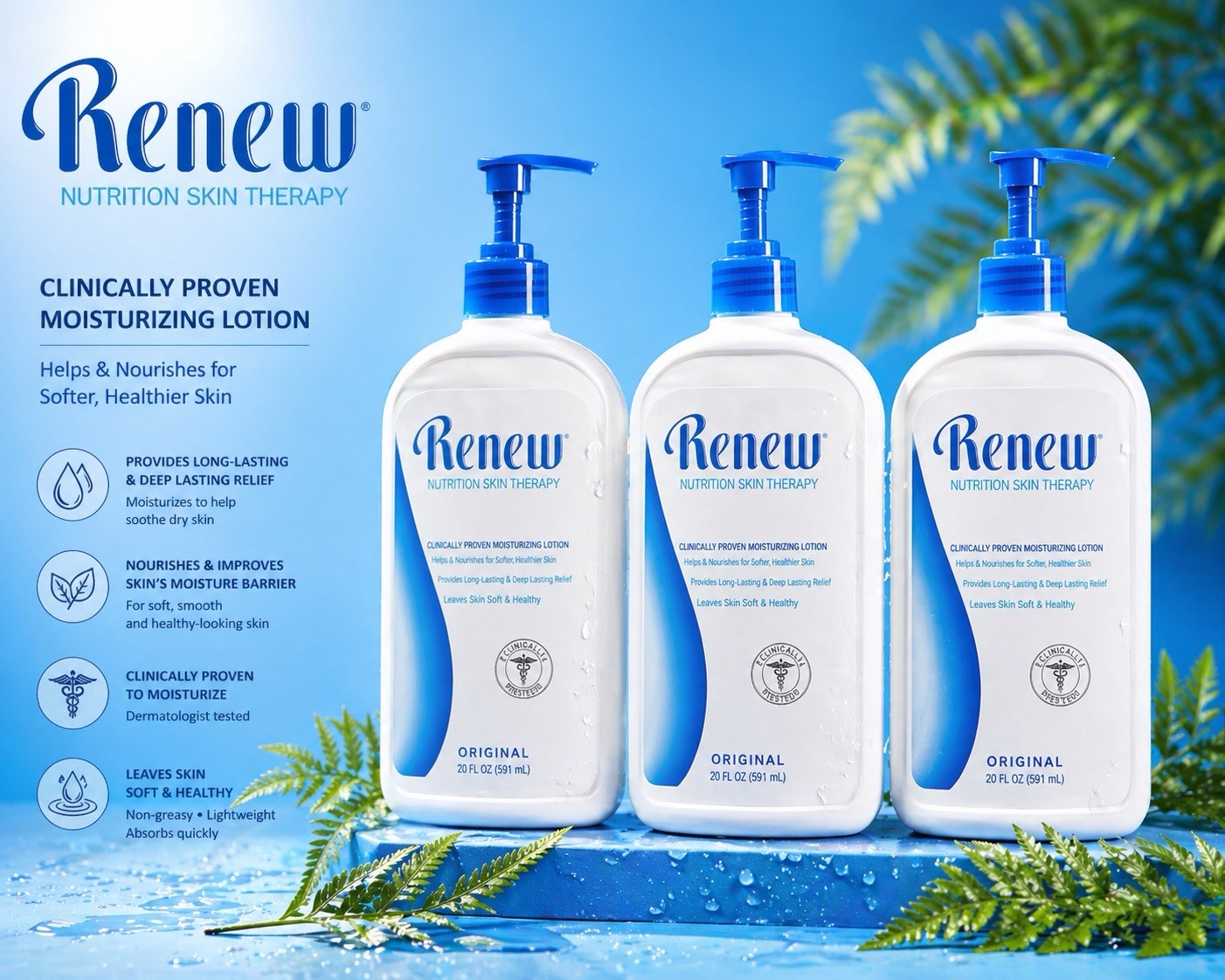 Melaleuca RENEW FREE 1 Pump Intensive Skin Therapy Lotion 20oz Set 3 Pieces