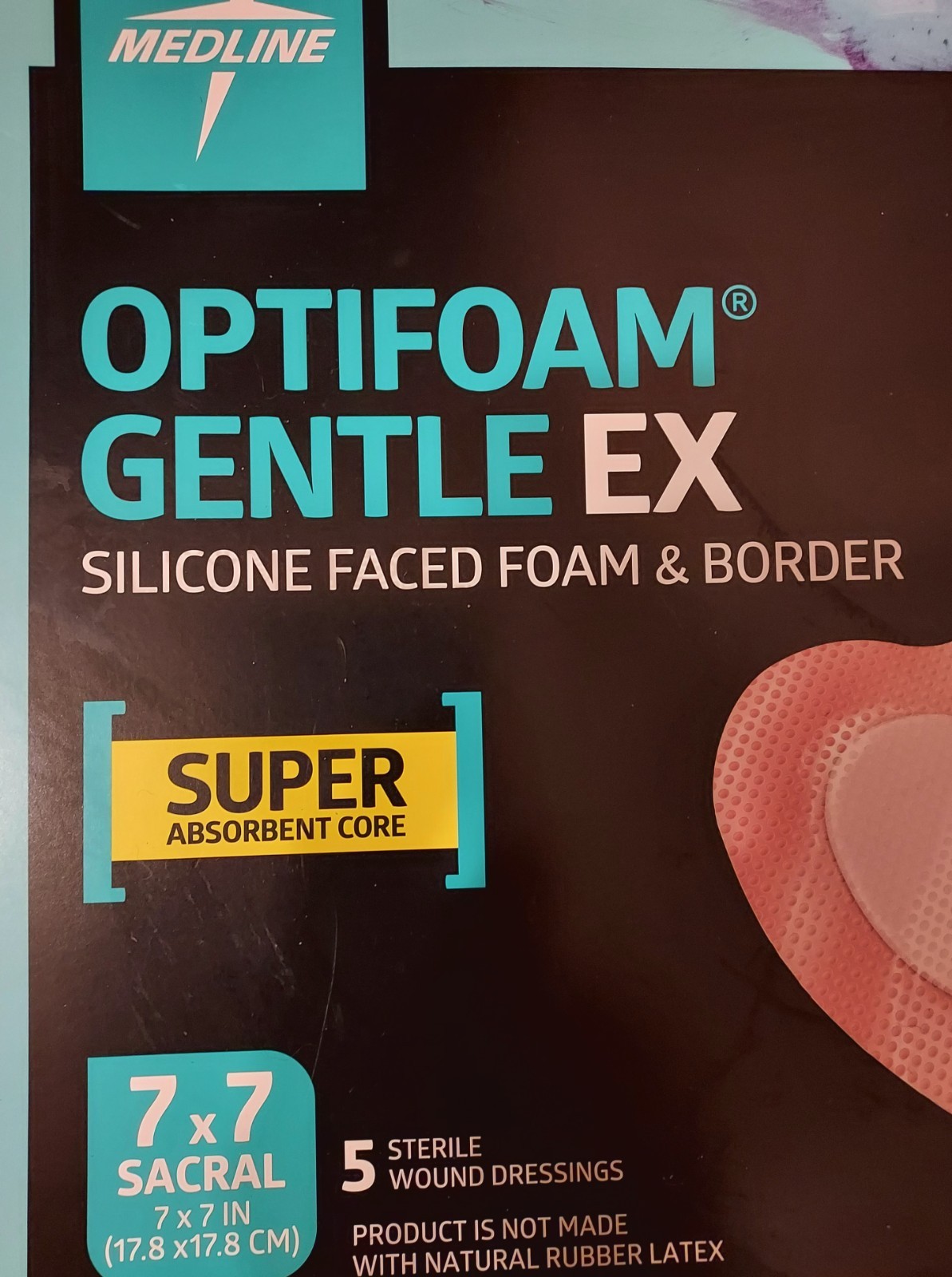 Medline Optifoam Gentle EX 7×7 Sacral Sterile Wound Dressing-count of 4