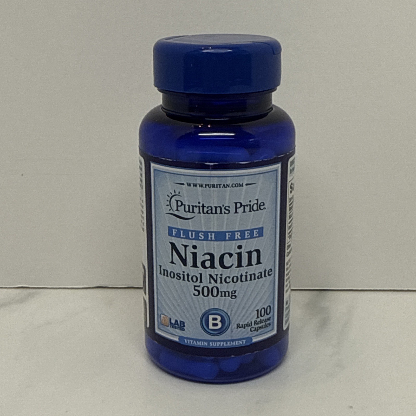 Puritan’s Pride Flush Free Niacin 500 mg – 100 Capsules – EXP 07/28
