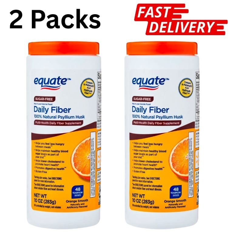 Equate Daily Fiber 100% Natural Psyllium Husk Fiber Supplement, pack of 2