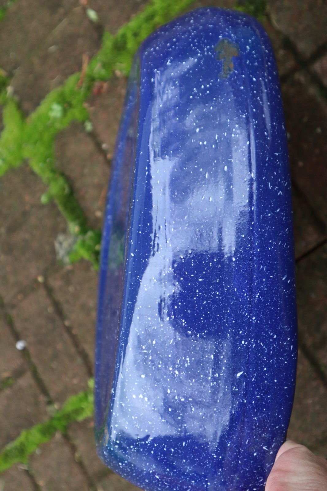 Vintage Blue speckled Porcelain Enamel Metal Bed Pan