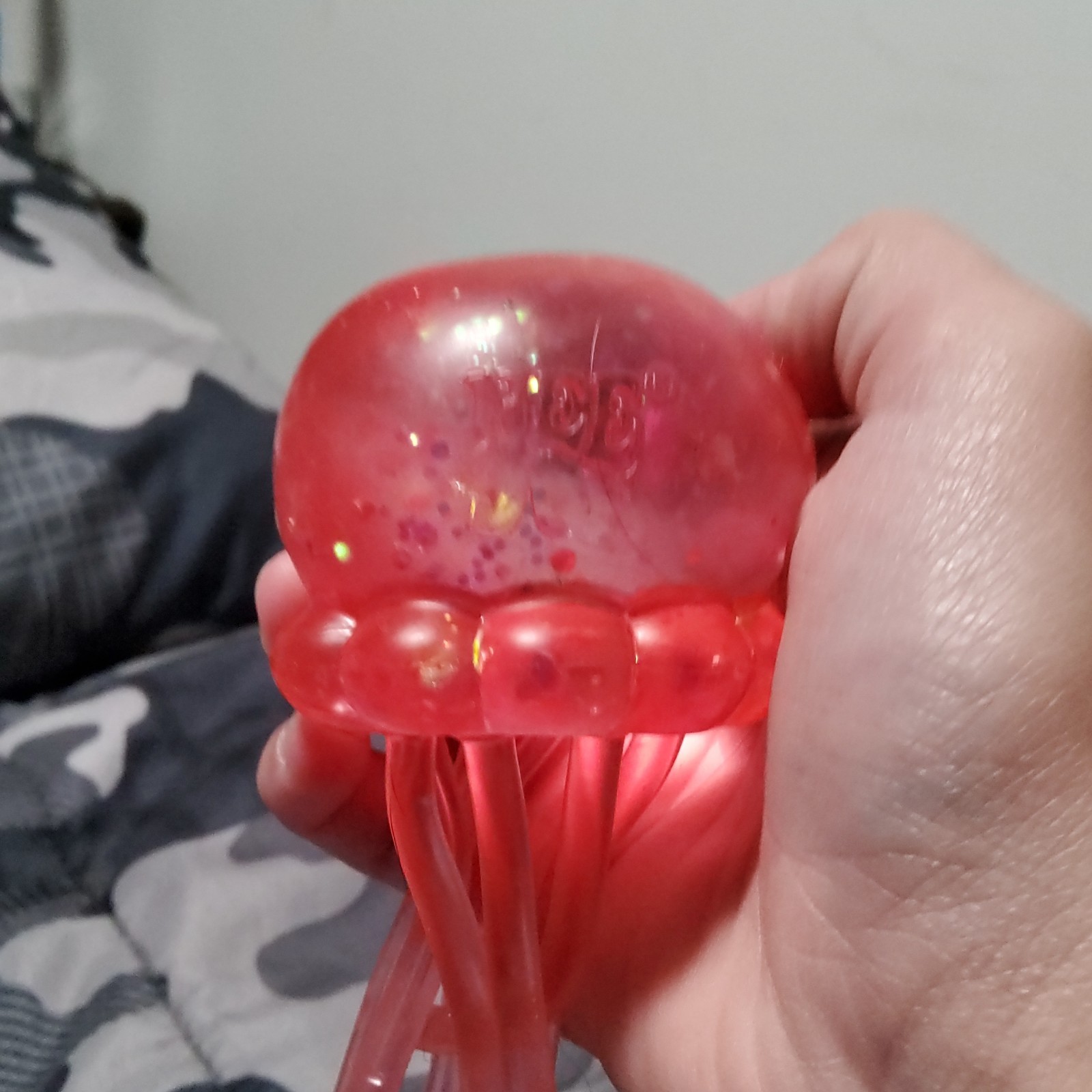 Red Light-Up Gel Squeeze Ball Stress Reliever, Battery Powered, 3 in