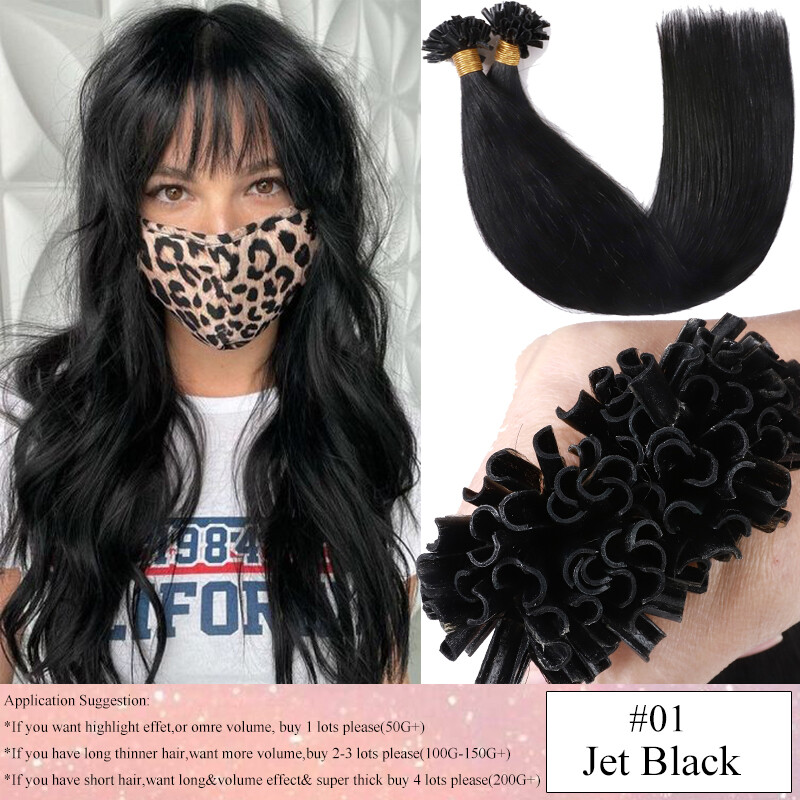 Russian Pre Bonded U-Tip Nail Keratin Human Hair Extensions Remy Hair/Thick 1G/s