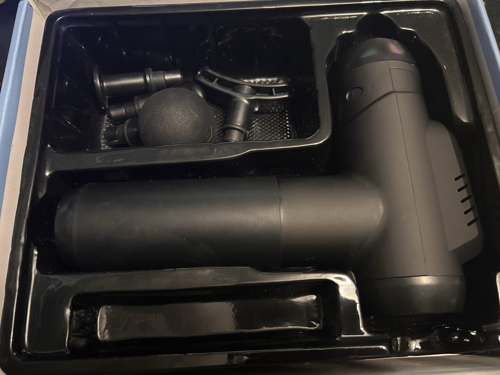 Fascia Gun Handheld Percussion Massage Gun 4 Heads Black Full Body Plastic