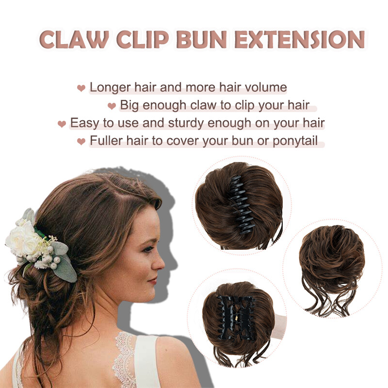 Natural Curly Messy Bun Hair Piece Scrunchie Updo Claw Clip in Hair Extensions U
