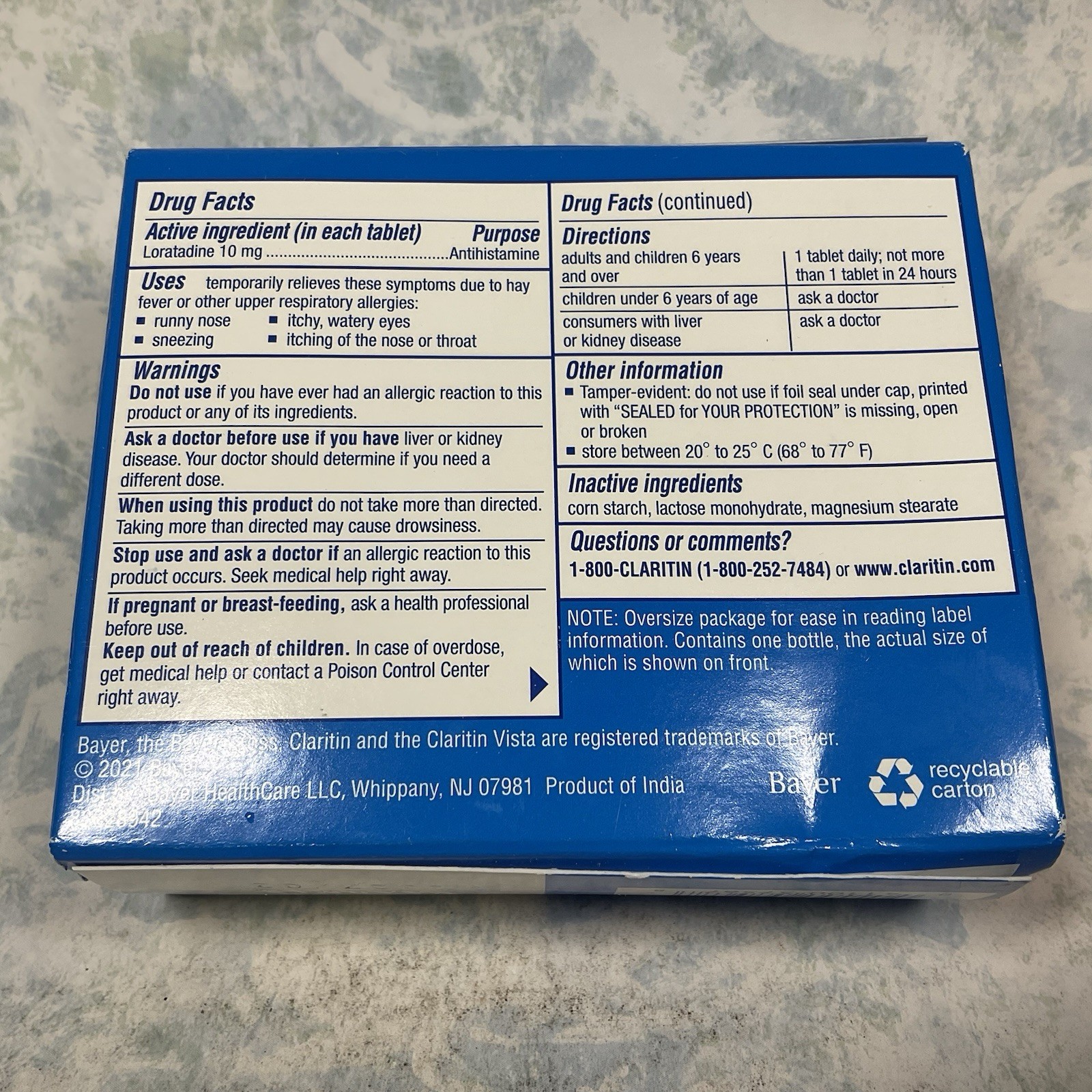Claritin 24 Hour Non Drowsy Allergy Tablets 100 CT Exp 02/27
