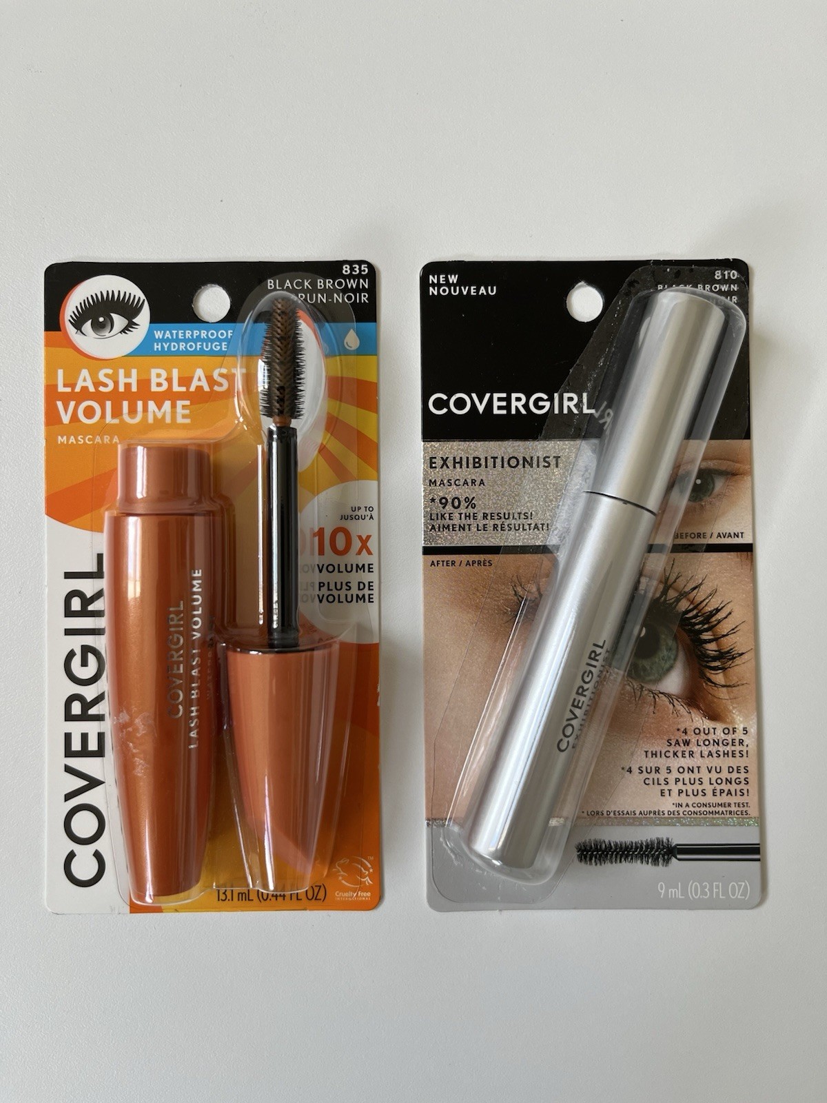 2 CoverGirl LashBlast Volume Waterproof Mascara#835-Black Brown,#810(see Label)