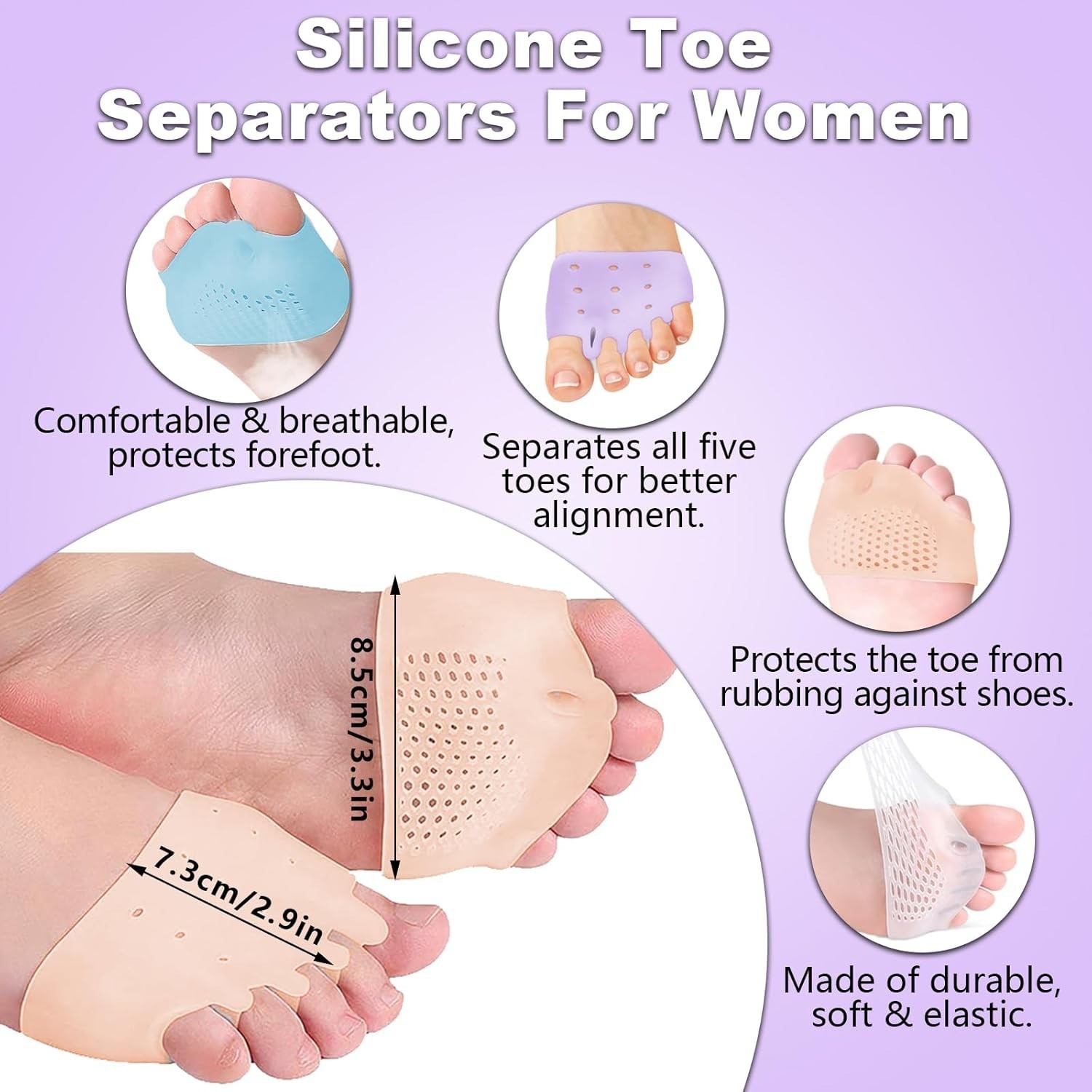 4 Pairs Hyggear Silicone Toe Separator Hyggear Silicone Toe Separators for Women
