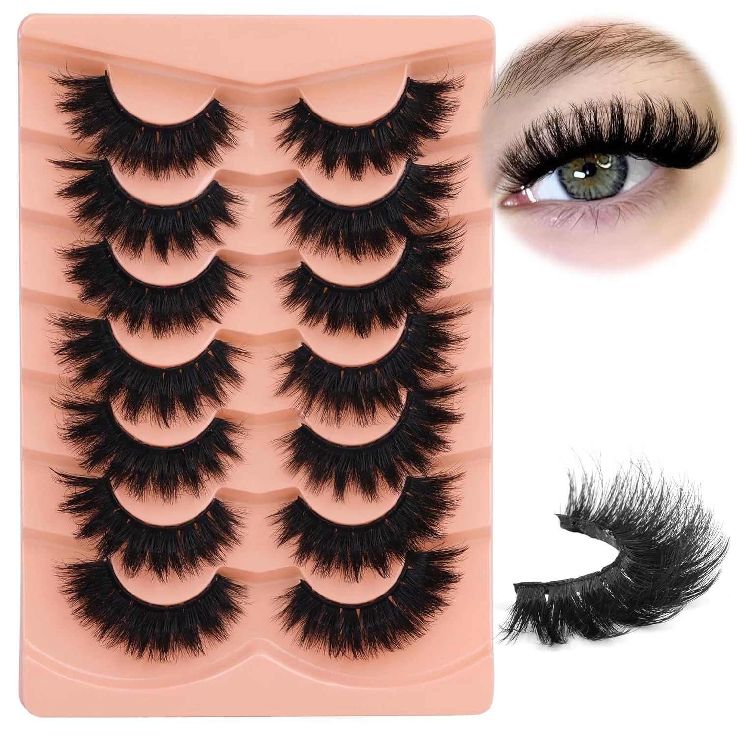 Boahankuke 20MM Mink Lashes Full Thick Dramatic Cat Eye False Eyelashes