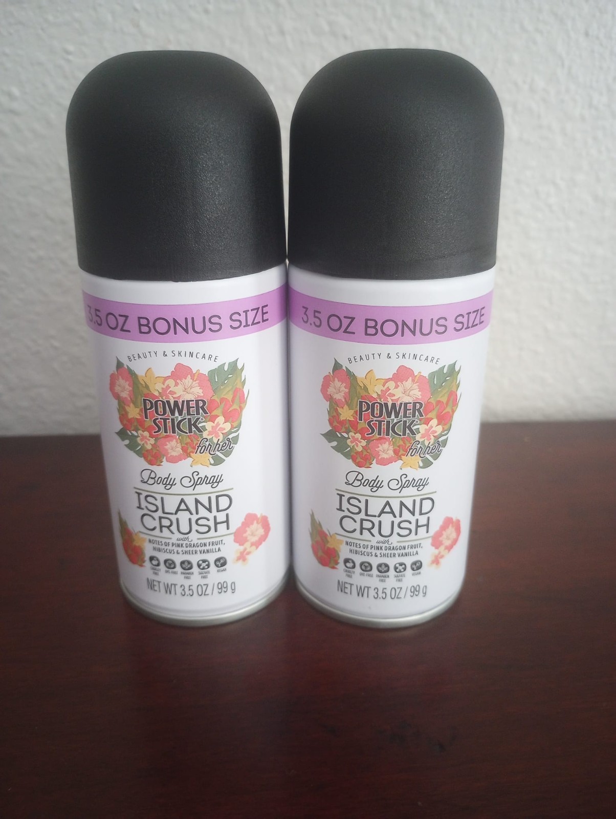 Power Stick Island Crush Body Spray 3.5 oz Bonus Size – 2 Pack Tropical Scent