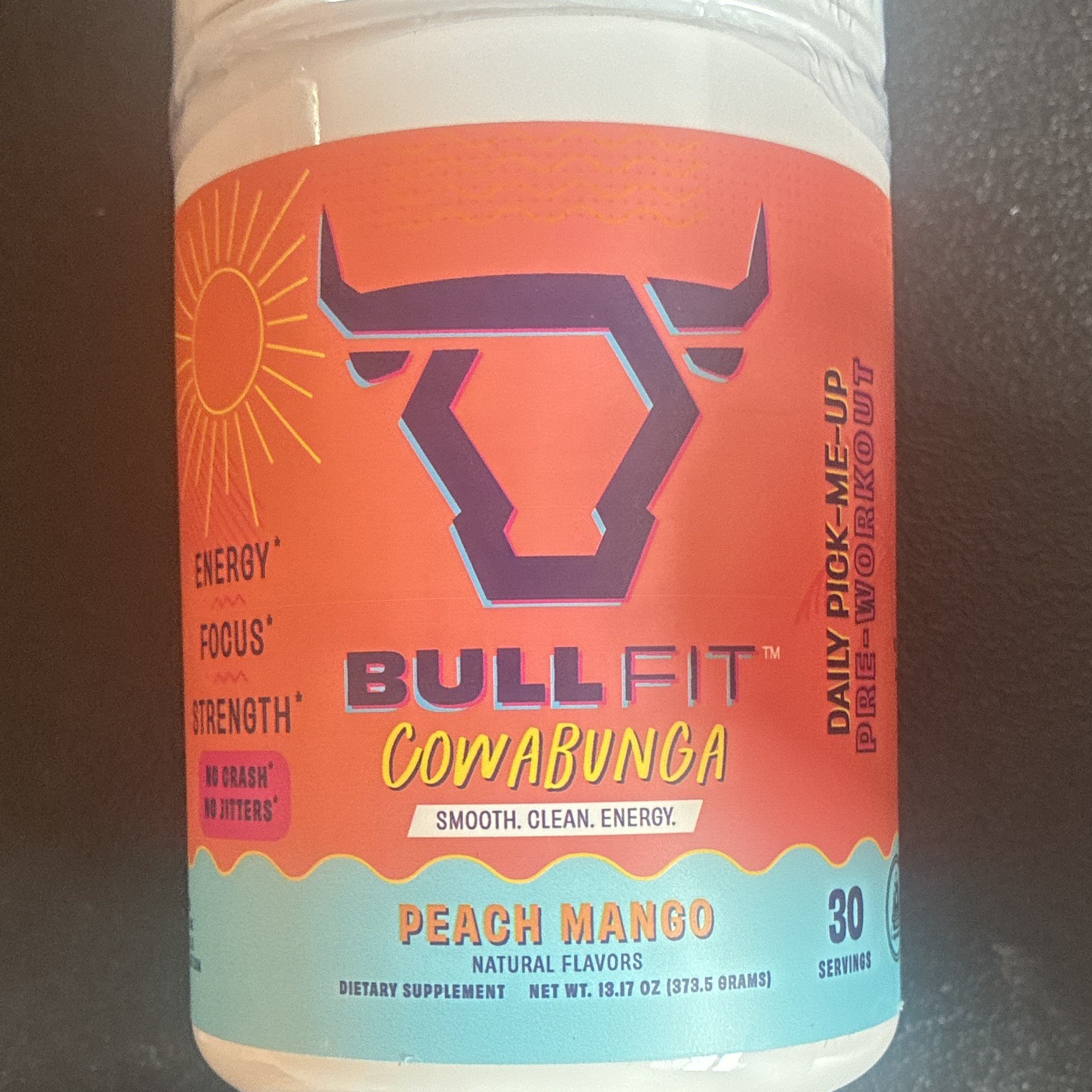 BullFit Cowabunga Pre-Workout Powder Peach Mango Energy Focus 30 Serv exp Jul 26