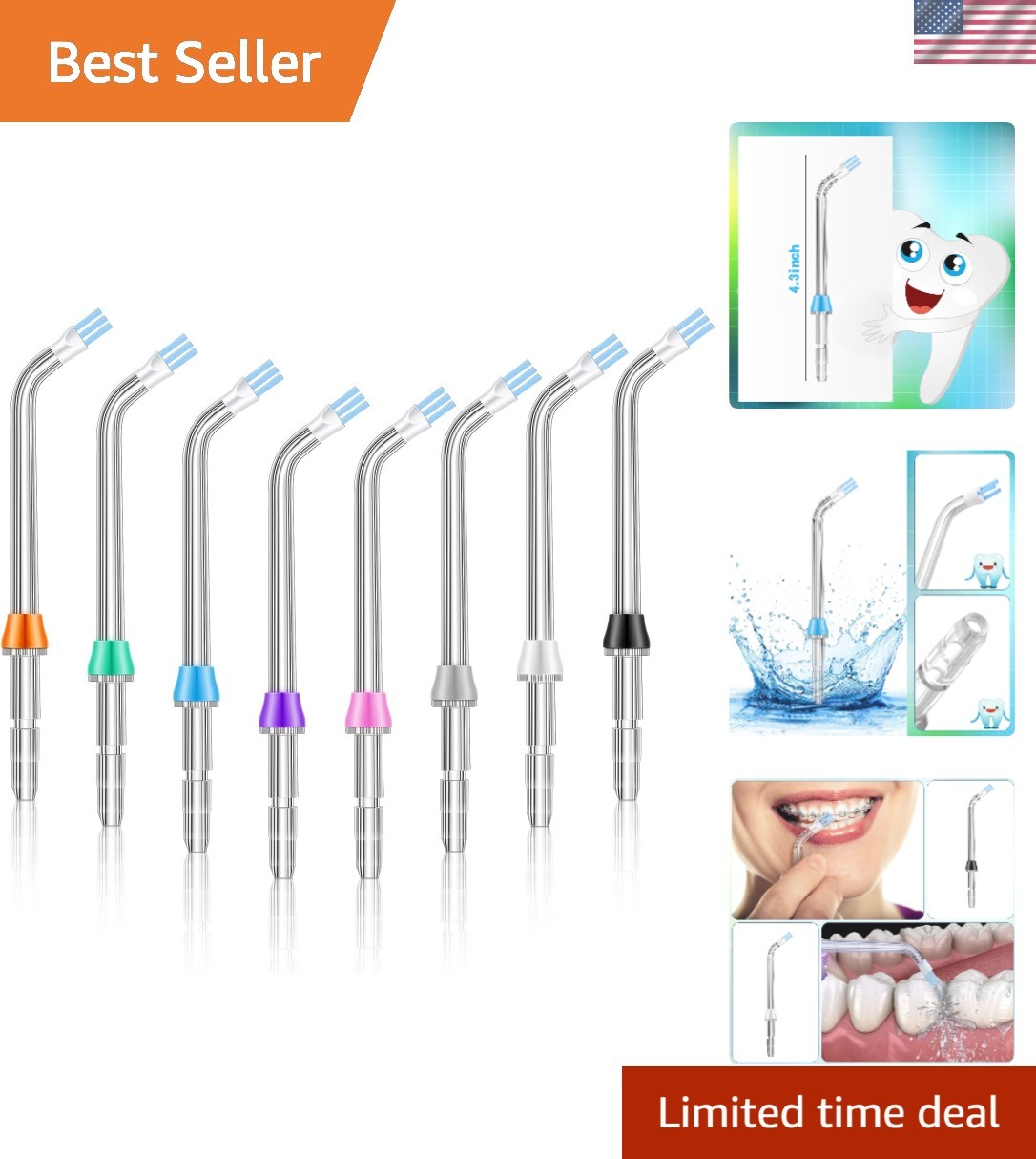 8 Pieces Compatible with Waterpik Replacement Flossers Replacement Tips, Classic