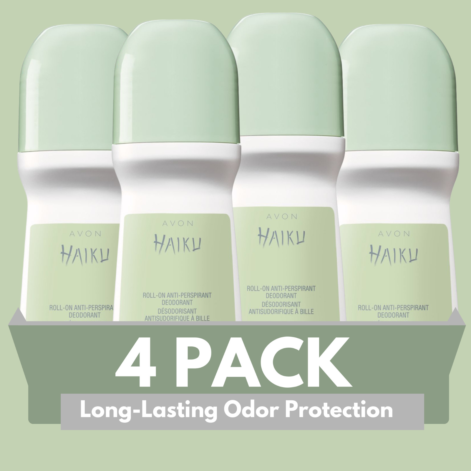 Avon Haiku Roll-On Anti-Perspirant Deodorant, Fresh Scent , 2.6 fl oz (4-Pack)