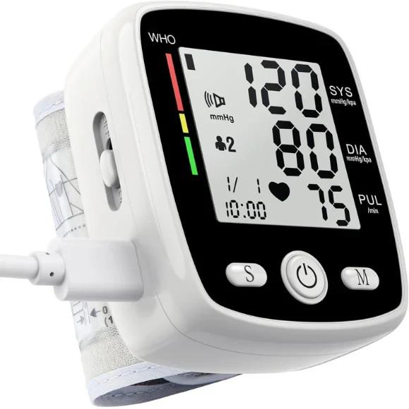 Digital Wrist Blood Pressure Monitor LCD Automatic BP & Pulse Meter WHO Indicato