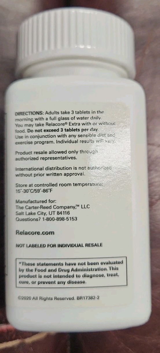 Relacore Extra Maximum Strength Belly Fat Weight Loss Tablet – 90 Count. 03/2027