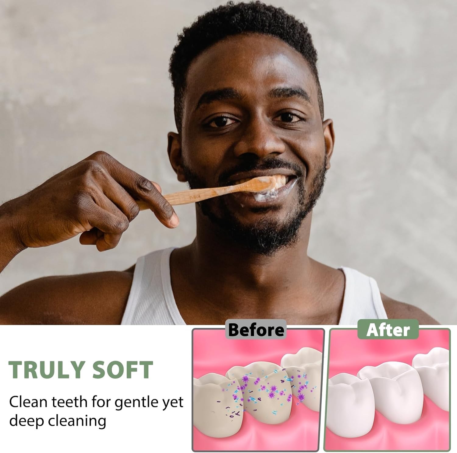Bamboo Toothbrush Boar Bristles 100% Biodegradable and Natural 8 Pieces of One P