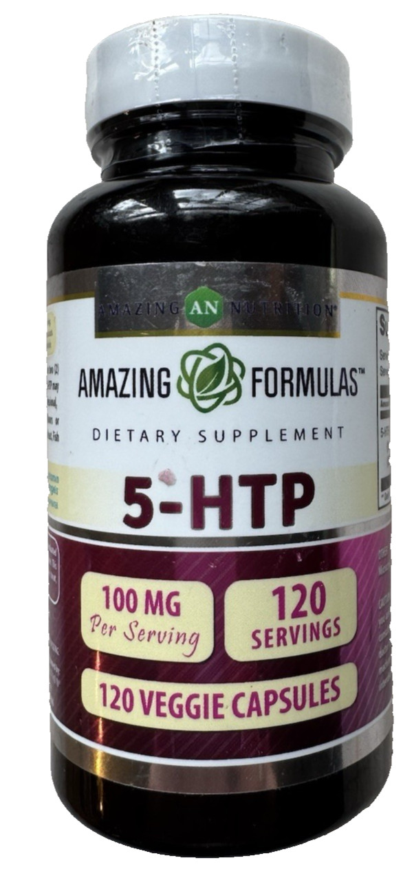5-HTP Capsules – 100mg – Amazing Formulas 120 Count – Ex: 7/28
