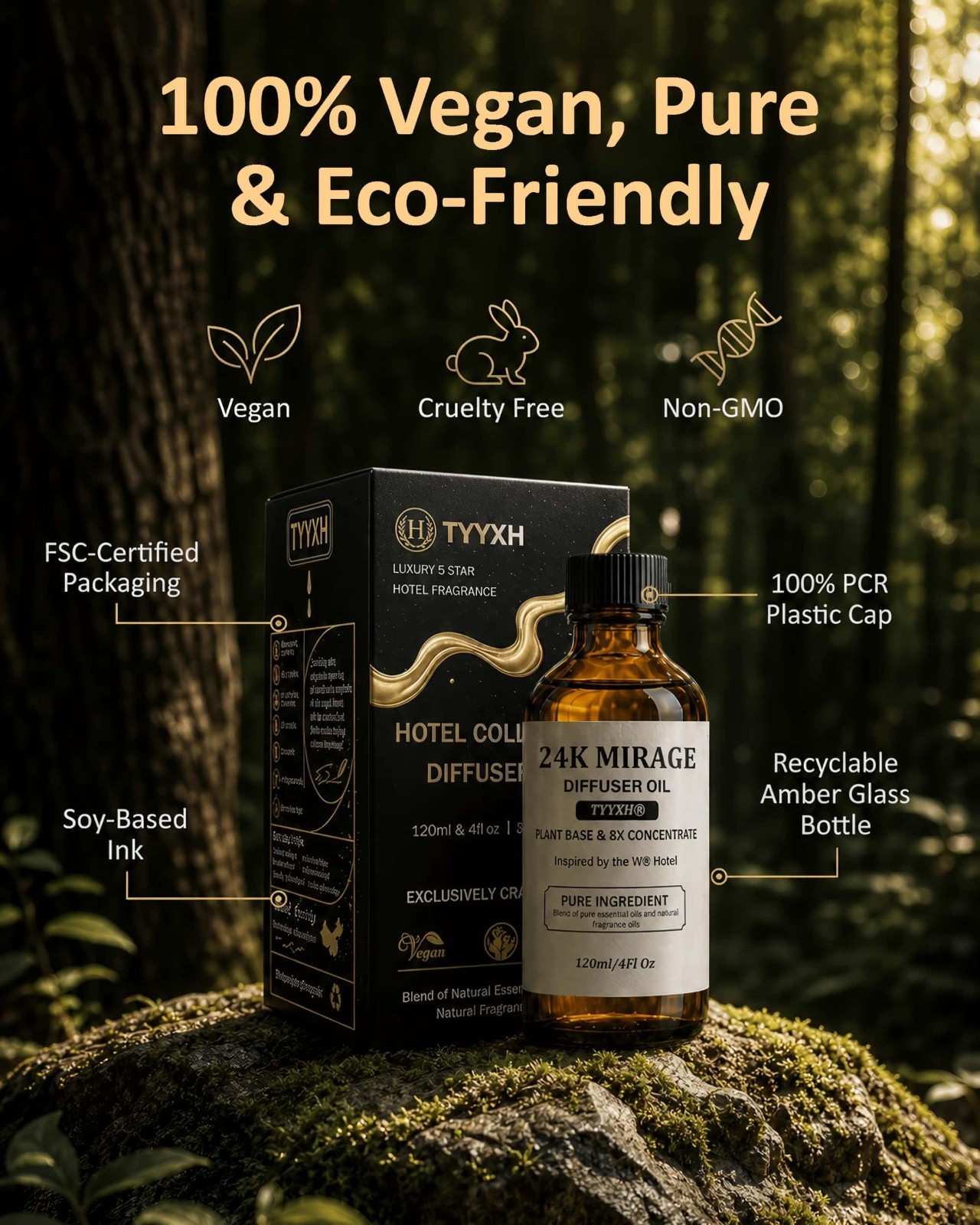 24K Aroma Diffuser Oil – Citrus, Lemongrass & Jasmine Blend – Long-Lasting Essen