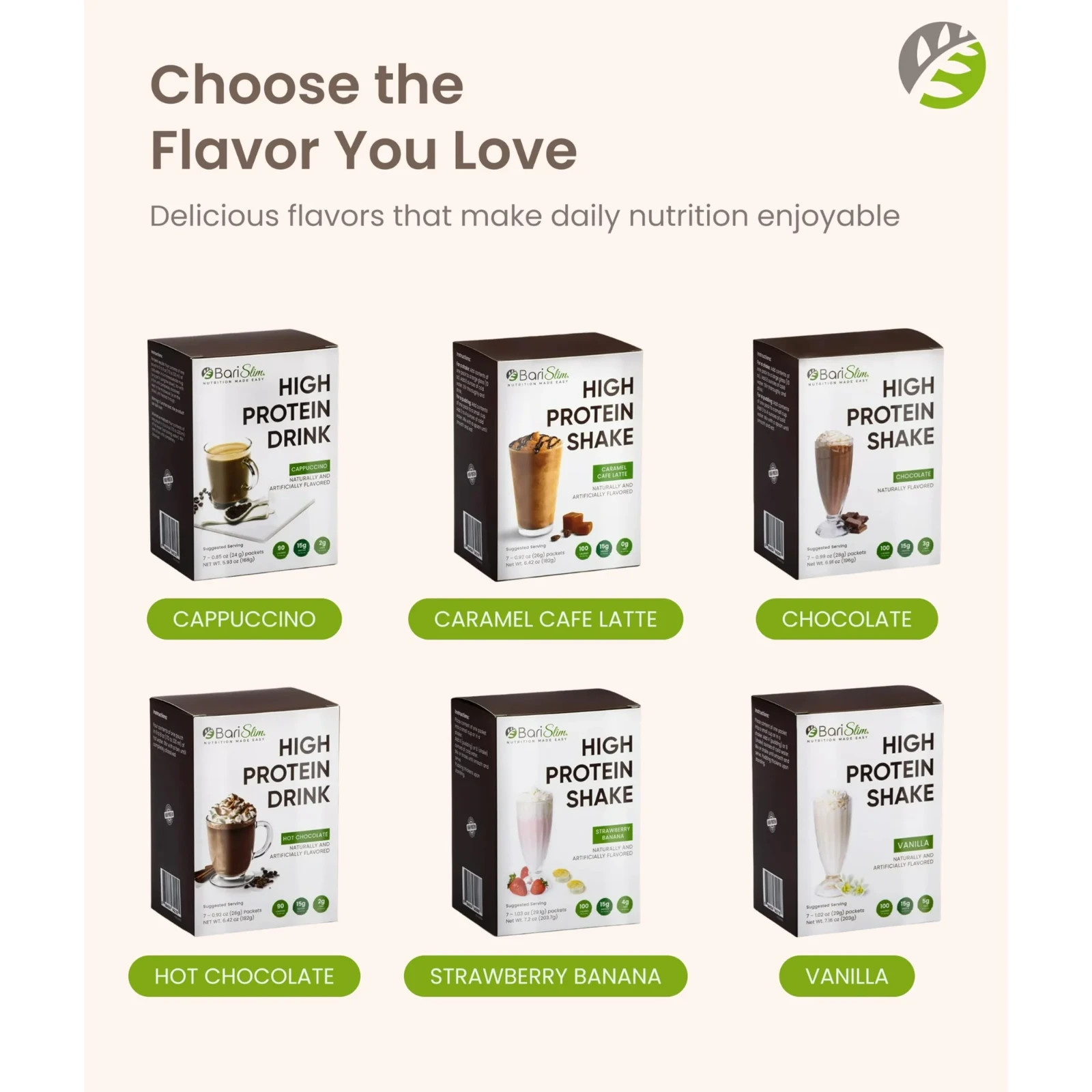 BariSlim High Protein Shake Low Sugar Low Carb Powder Drink – Chocolate, 9 oz