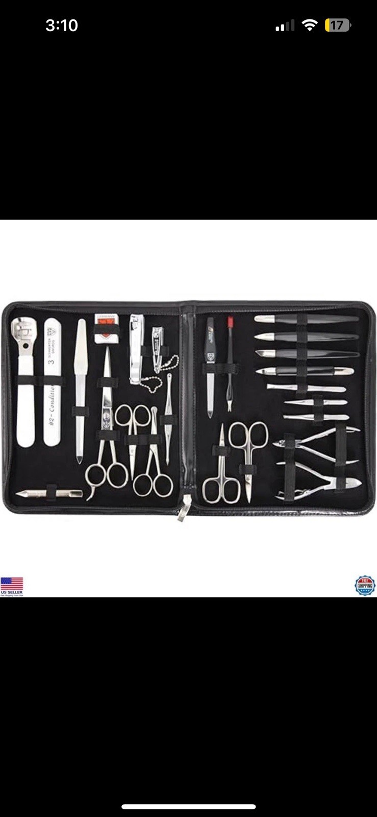 3 Swords Germany 23-Piece Manicure & Pedicure Grooming Kit with Leather Case