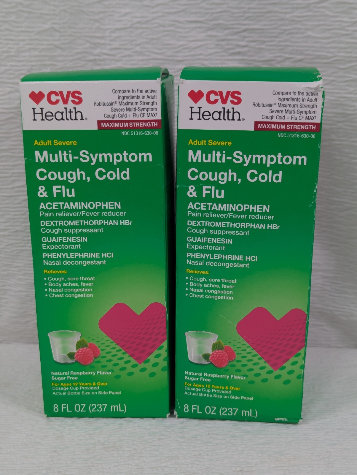 CVS Health – Severe Cough & Sore Throat Liquid – 8oz – exp 07/26 – 2 Pack