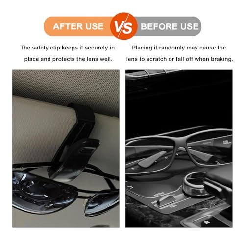 Sunglass Holder for Car Sun Visor, Eyeglasses Hanger Mount, 2 PCS