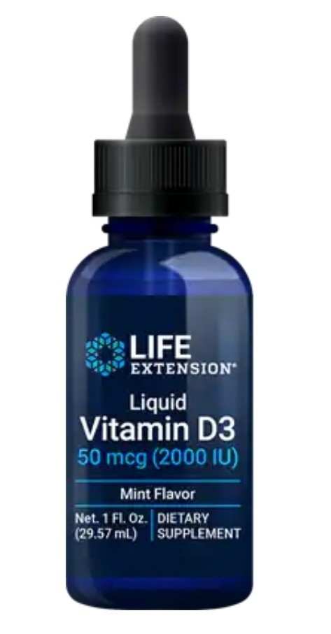 Life Extension Vitamin D3 50mcg (2000 IU) Immune,Bone,Heart,Cognitive 1oz Mint