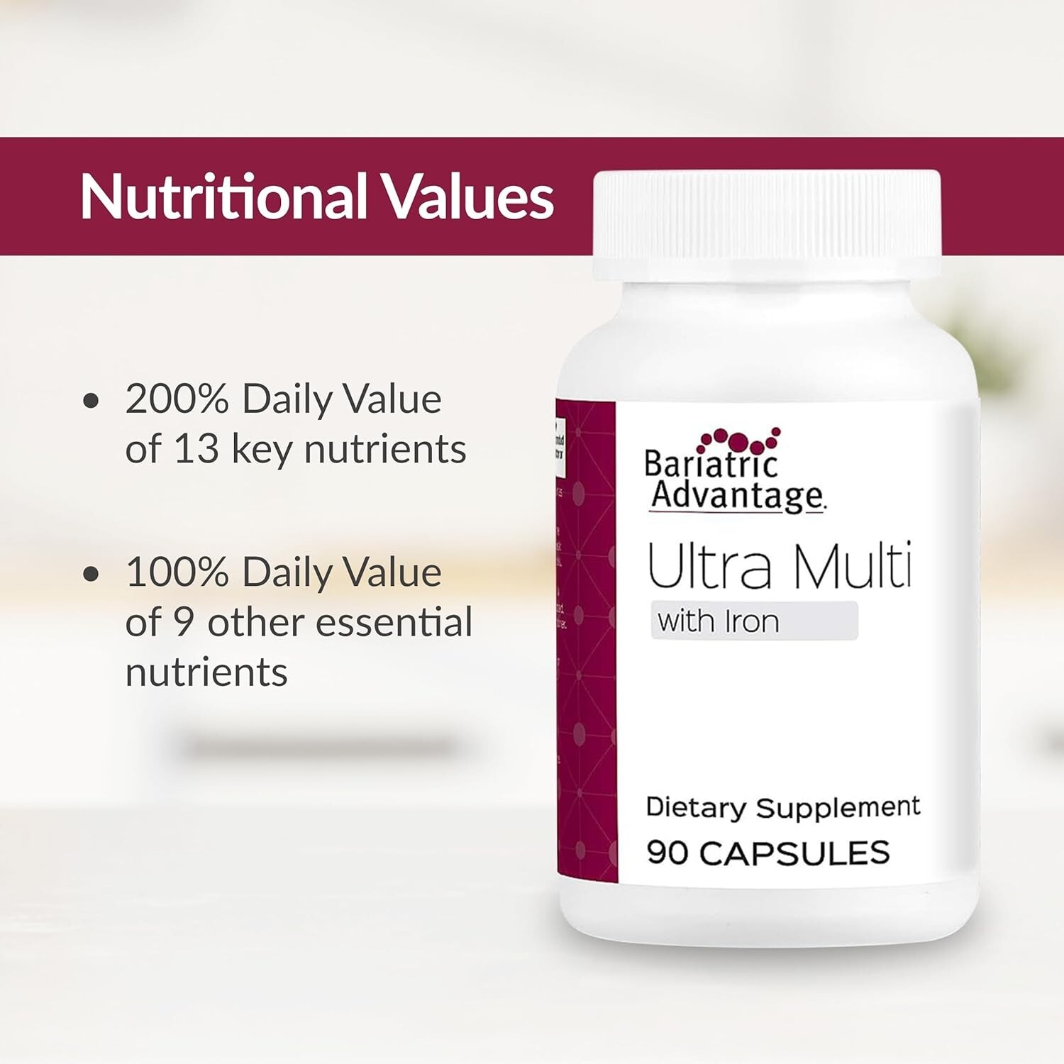 Bariatric Advantage Ultra Multi With Iron High Potency Daily Multivitamin 90 Cap