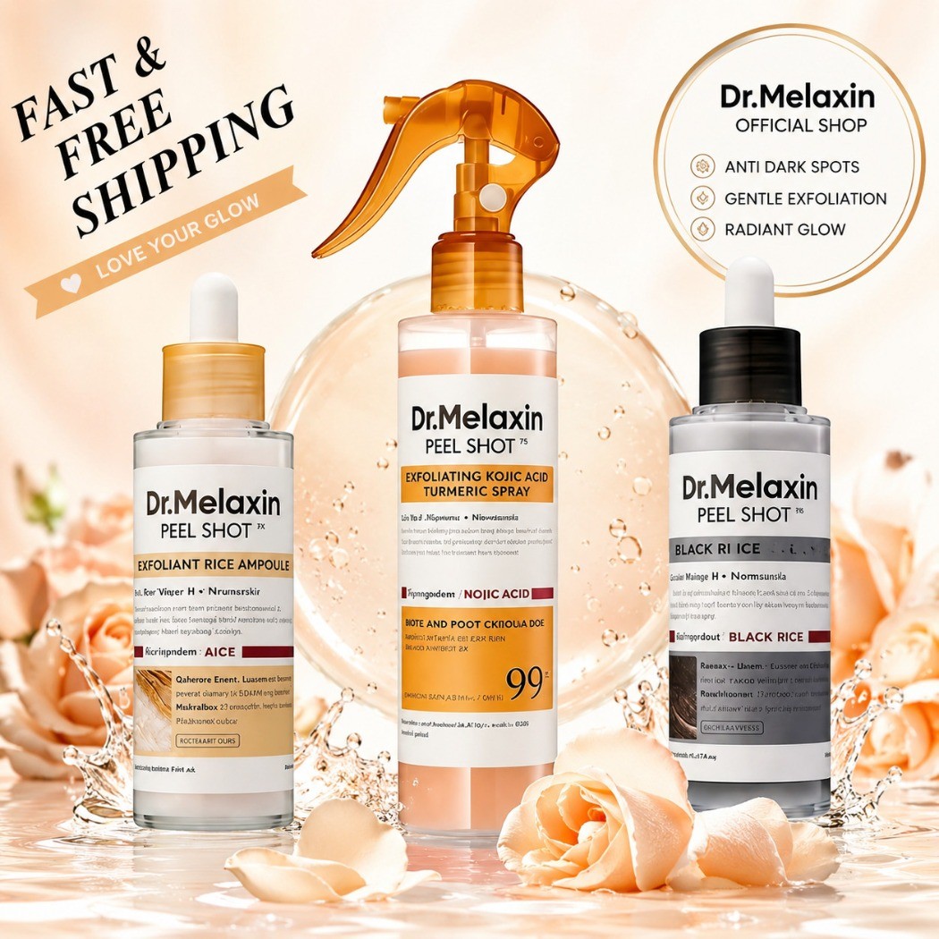 Dr. Melaxin Peel Shot 3-Piece Exfoliant Set Rice ~ Black Rice Skincare Free Ship