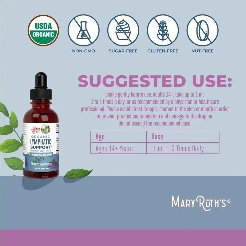 Mary Ruth’s Organic Lymphatic Support – Alcohol-Free, 30mL