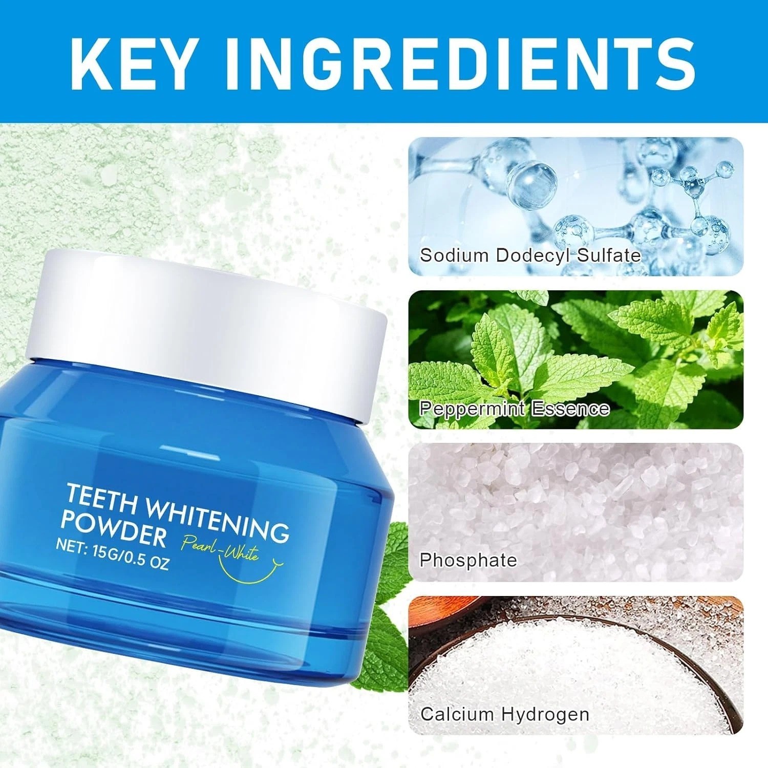 Teeth Whitening Powder Instant Stain Removal Bright White Smile Oral Care Formul