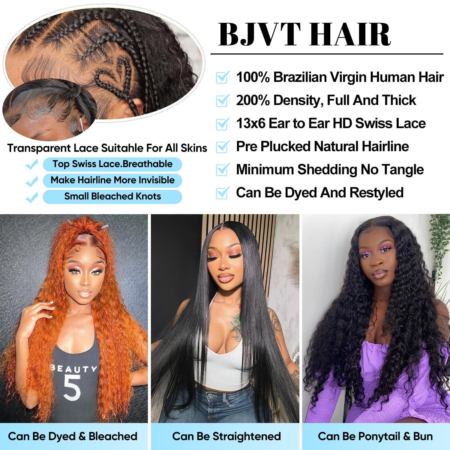 13×6 Deep Wave Lace Front Wigs Human Hair 200 Density HD Transparent Curly 30in