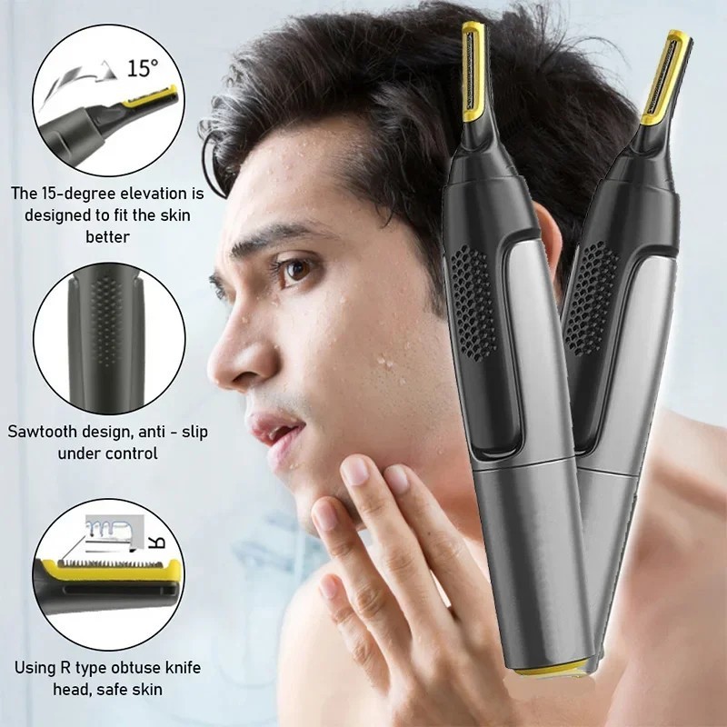 Rechargeable Electric Nose Hair Trimmer Waterproof Ear & Facial Hair Clipper Men