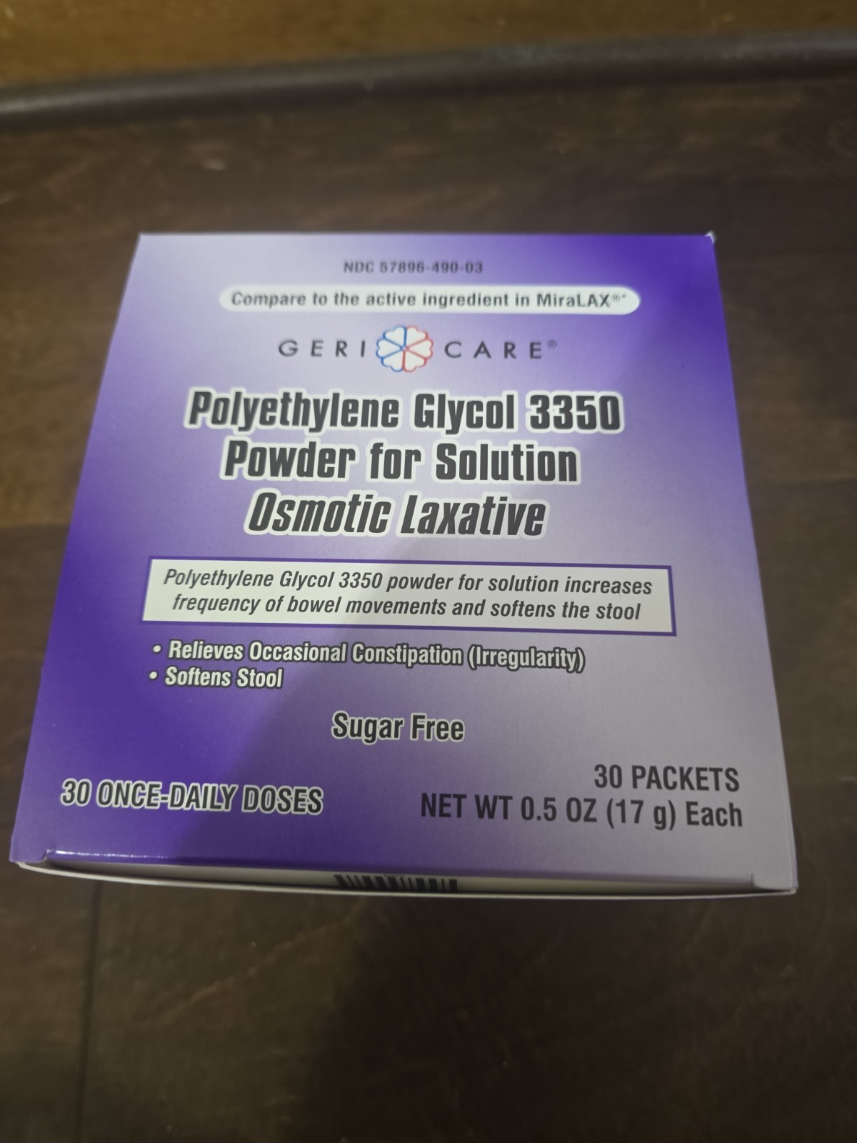 30PK Gericare Polyethylene Glycol 3350 Powder Osmotic Laxative Packets 0.5oz/17g