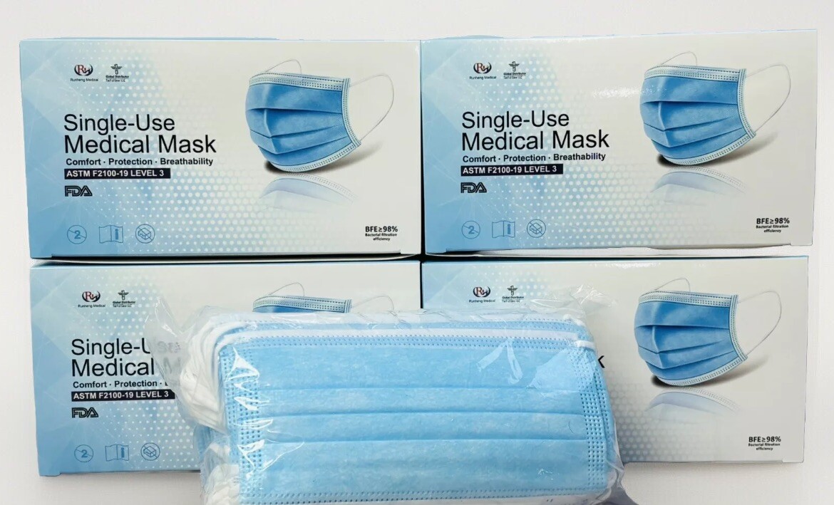 200 Disposable Face Masks – 4 Boxes of 50 – 3-Ply Daily Protection New