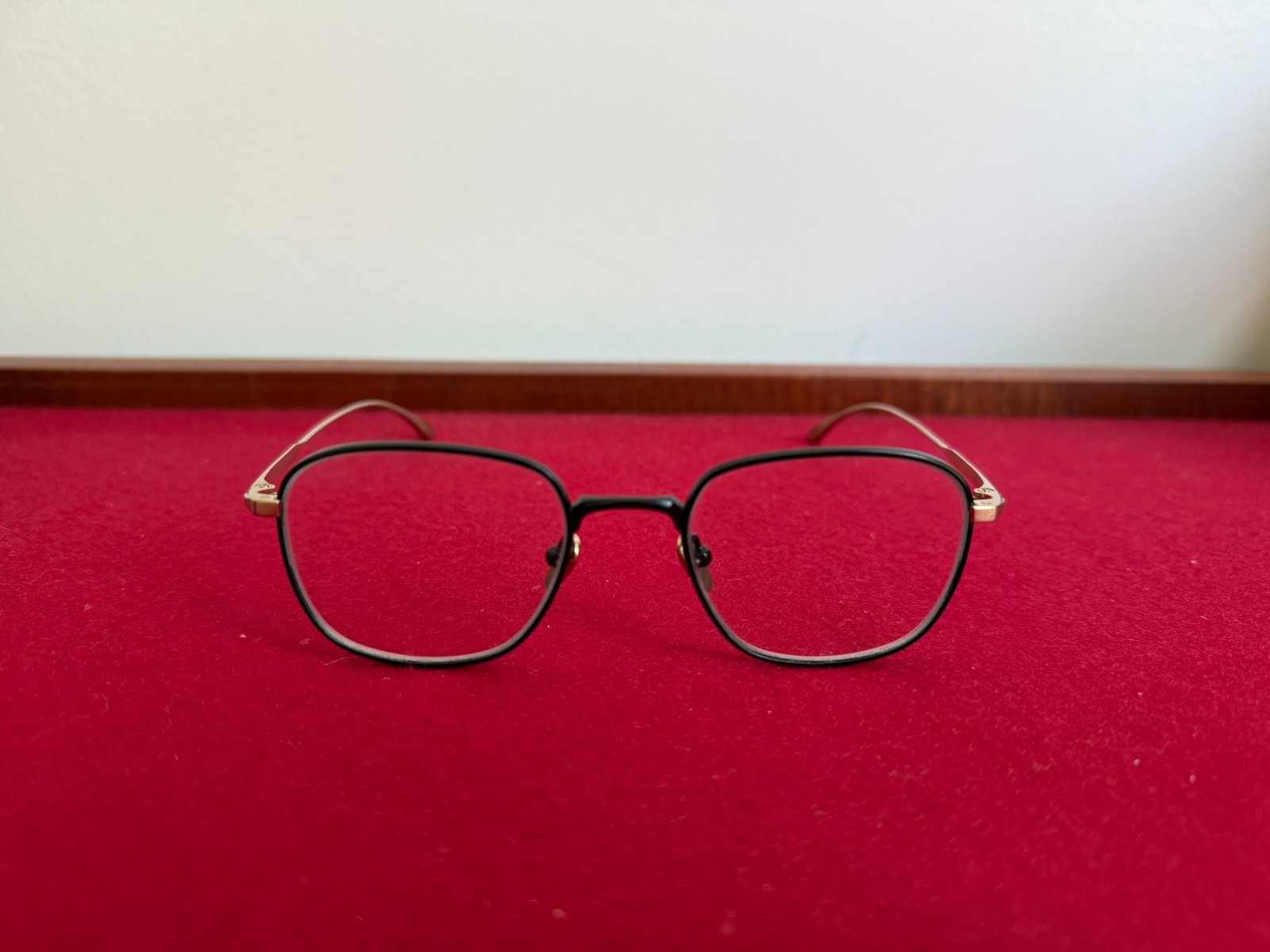 Masunaga Loewy Japanese Black and Gold Eyeglasses with Case