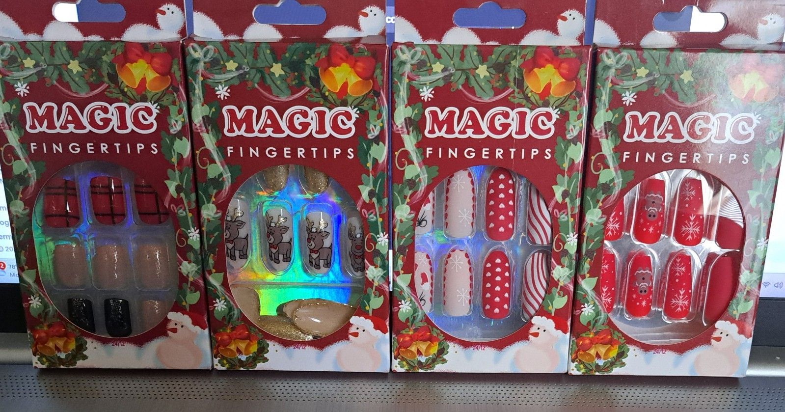 4 Packs Of Christmas Press on Nails As Pictured