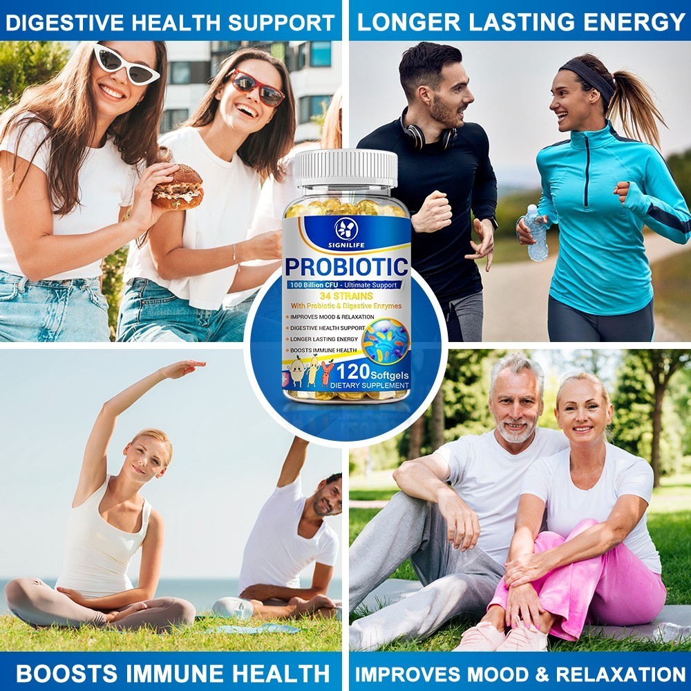Probiotics Digestive Enzymes 100 Billion CFU Potency Immune Health 120 Capsules
