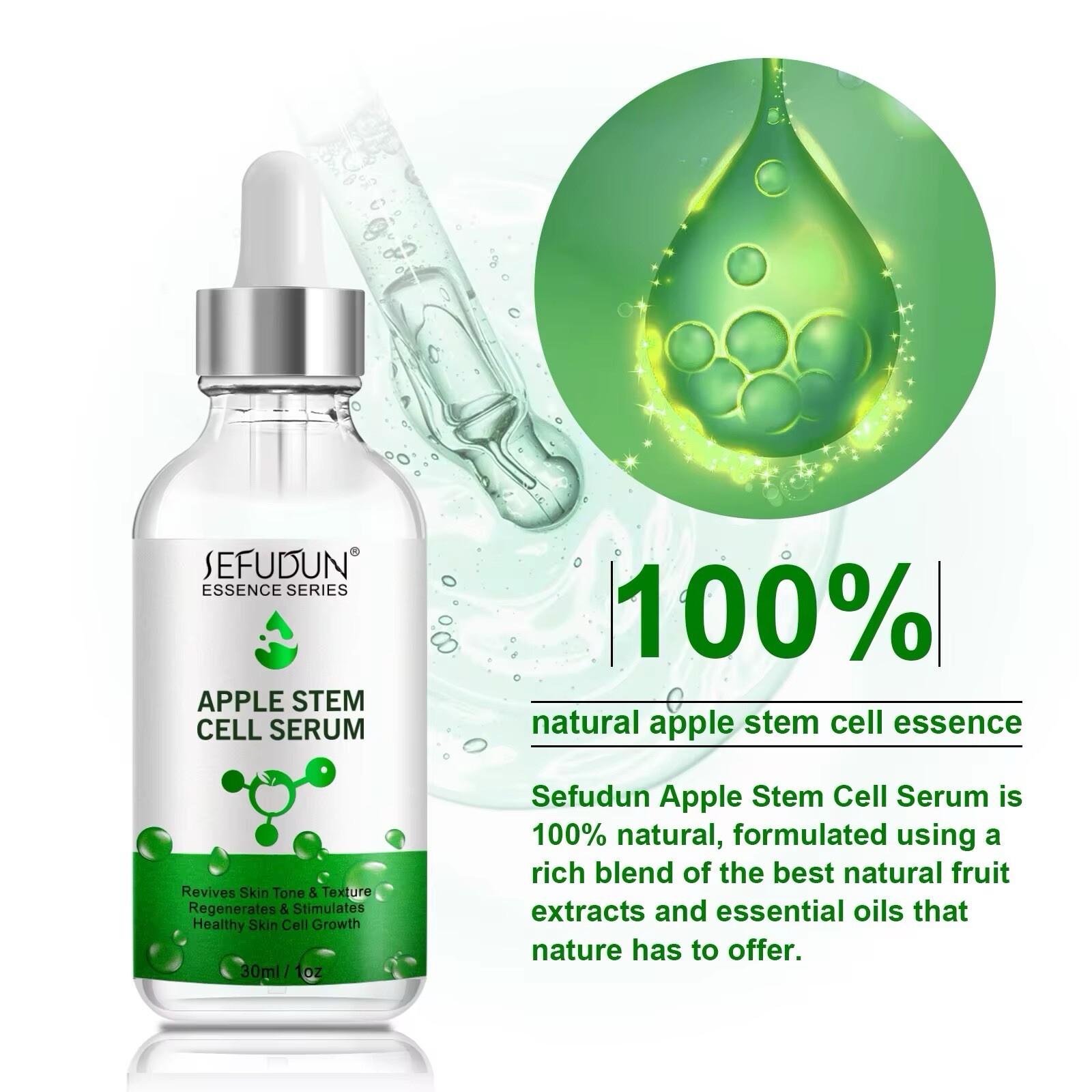 2-pc Natural Swiss Apple Stem Cell Serum COLLAGEN Hyaluronic Vit C,E USA stock