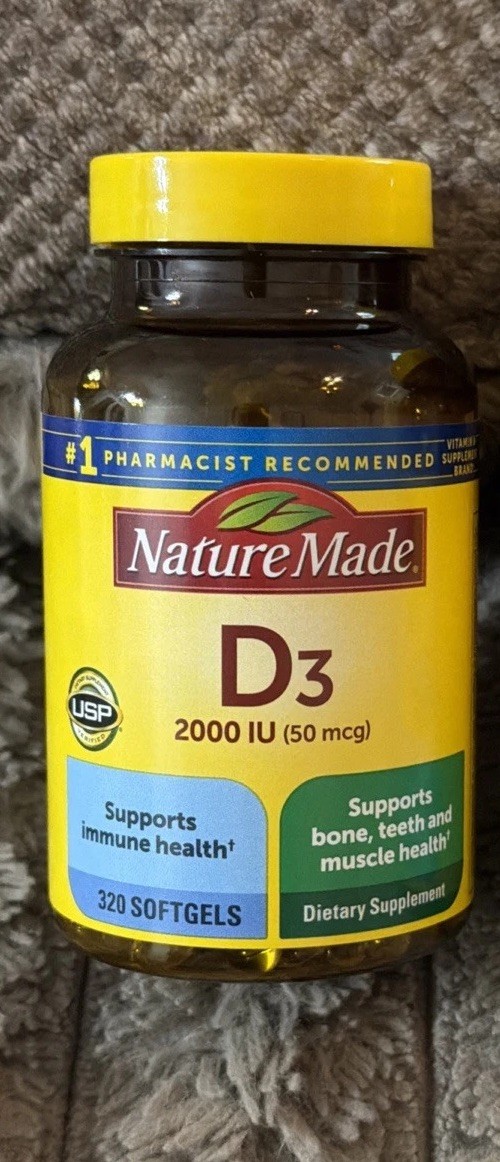 Nature Made Vitamin D3 2000 IU 50 mcg Softgels Bone Immune Support 320 Ct