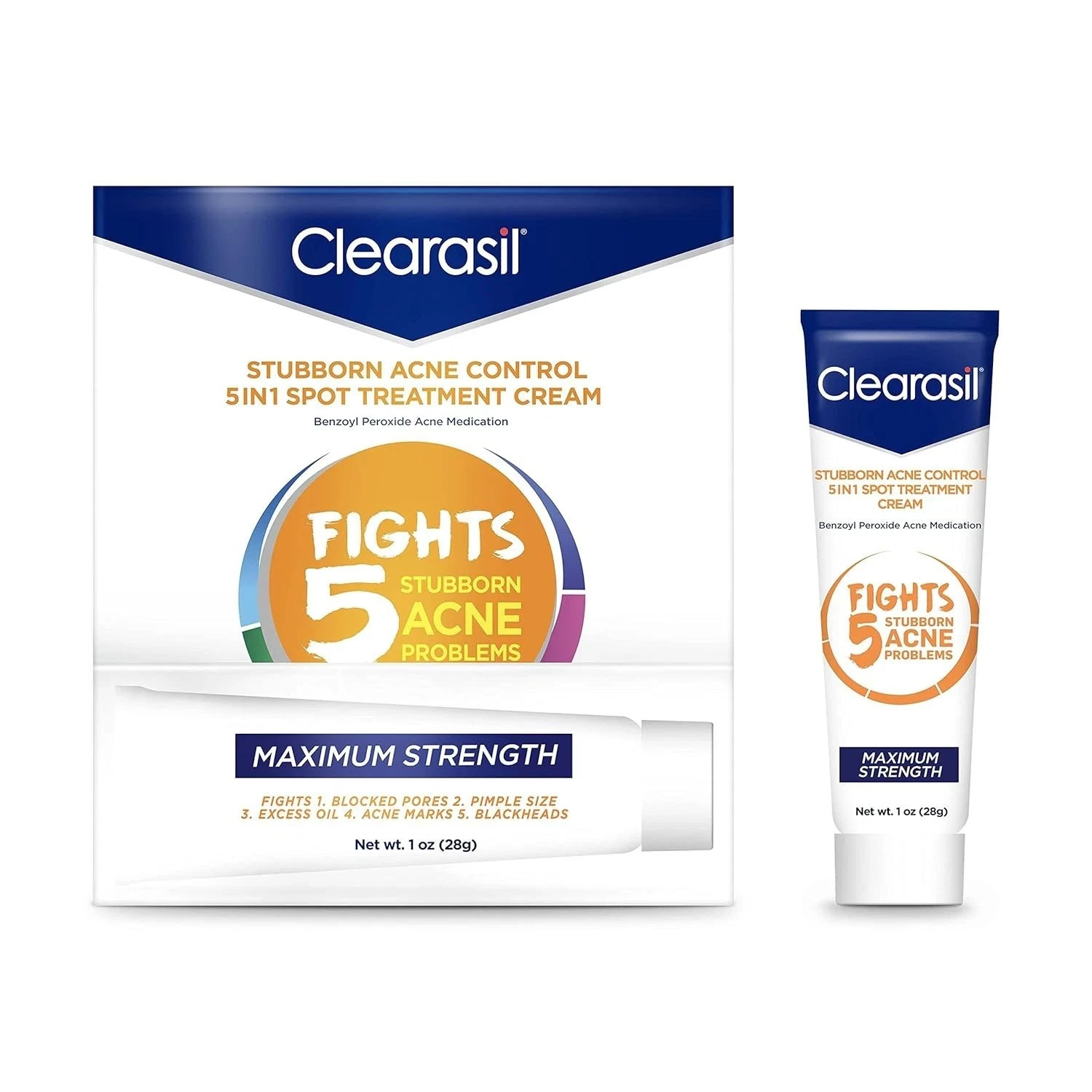 Clearasil Stubborn Acne Control 5 in 1 Spot Treatment Cream – 1 fl. oz