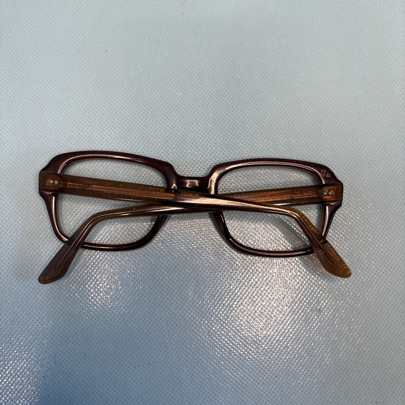 Vintage USS GI Issue Brown Frames Eyeglasses 4 1/2 – 5 3/4 50[]22 – NO LENSES
