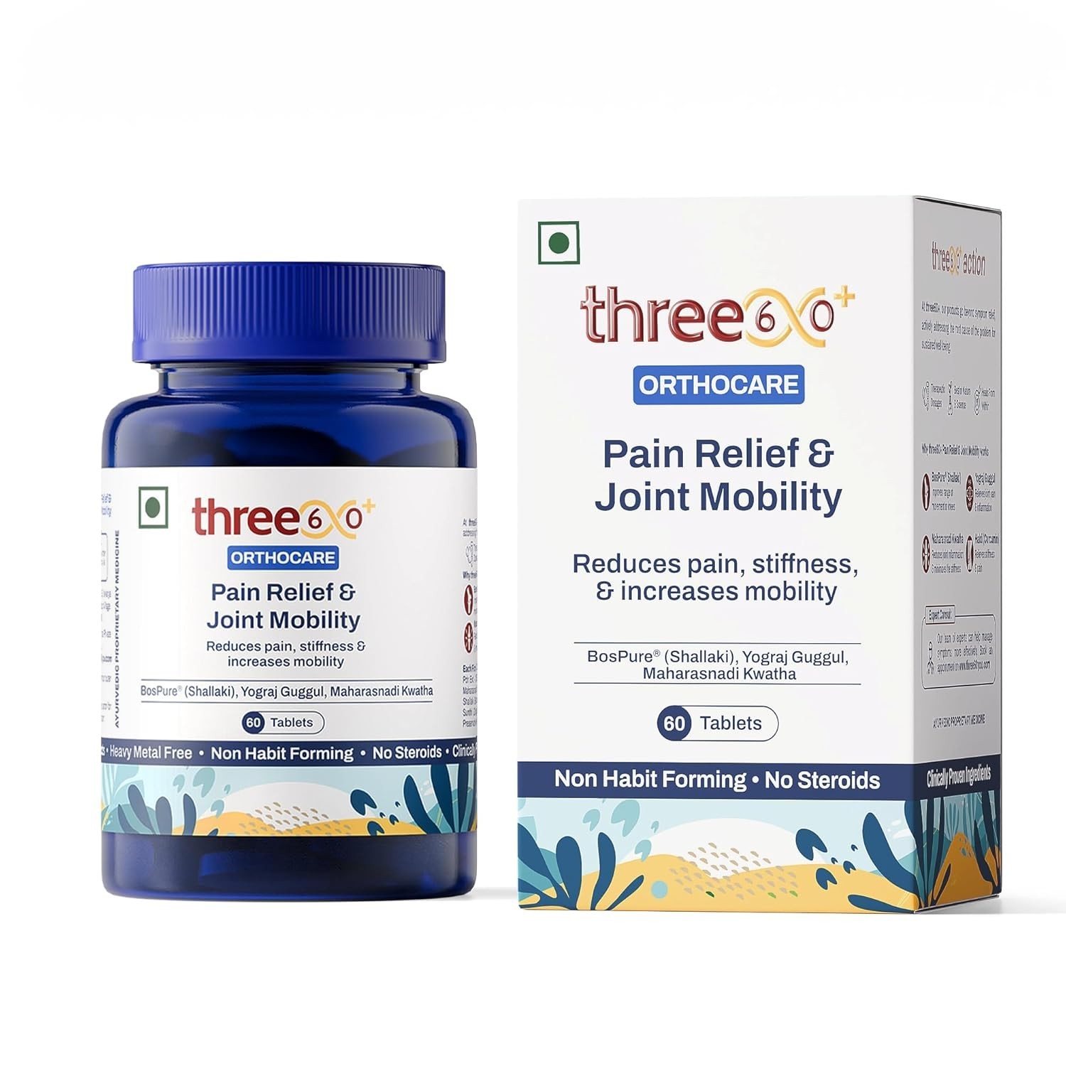 Three60+ Pain Relief & Joint Mobility 60 Tabs Relief Knee, Joint & Shoulder Pain