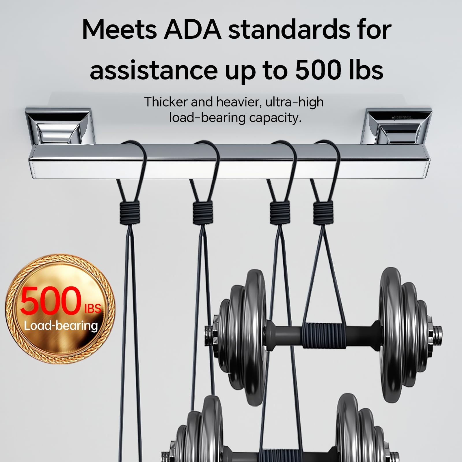 Joyrain Stainless Steel Square Grab Bar – Ada Compliant 500Lb Weight Limit