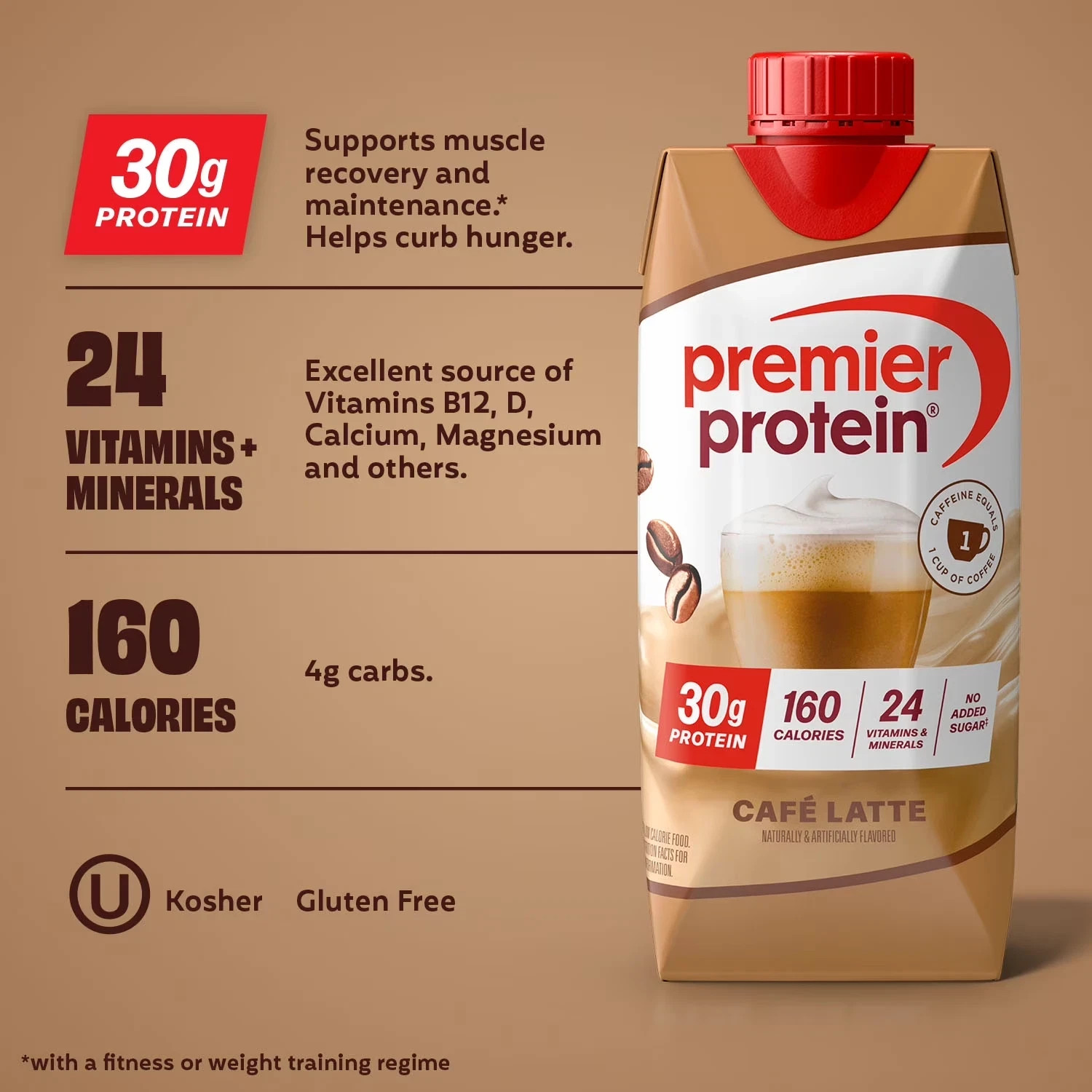 Premier Protein Shake, Café Latte, 30g Protein, 11 Fl Oz, 12 Ct