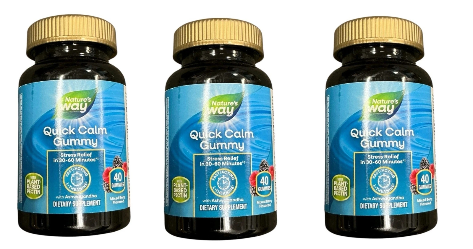 3 Pack Nature’s Way, Quick Calm Gummy – 40 Ct Stress Relief in 60 Minutes **5/27