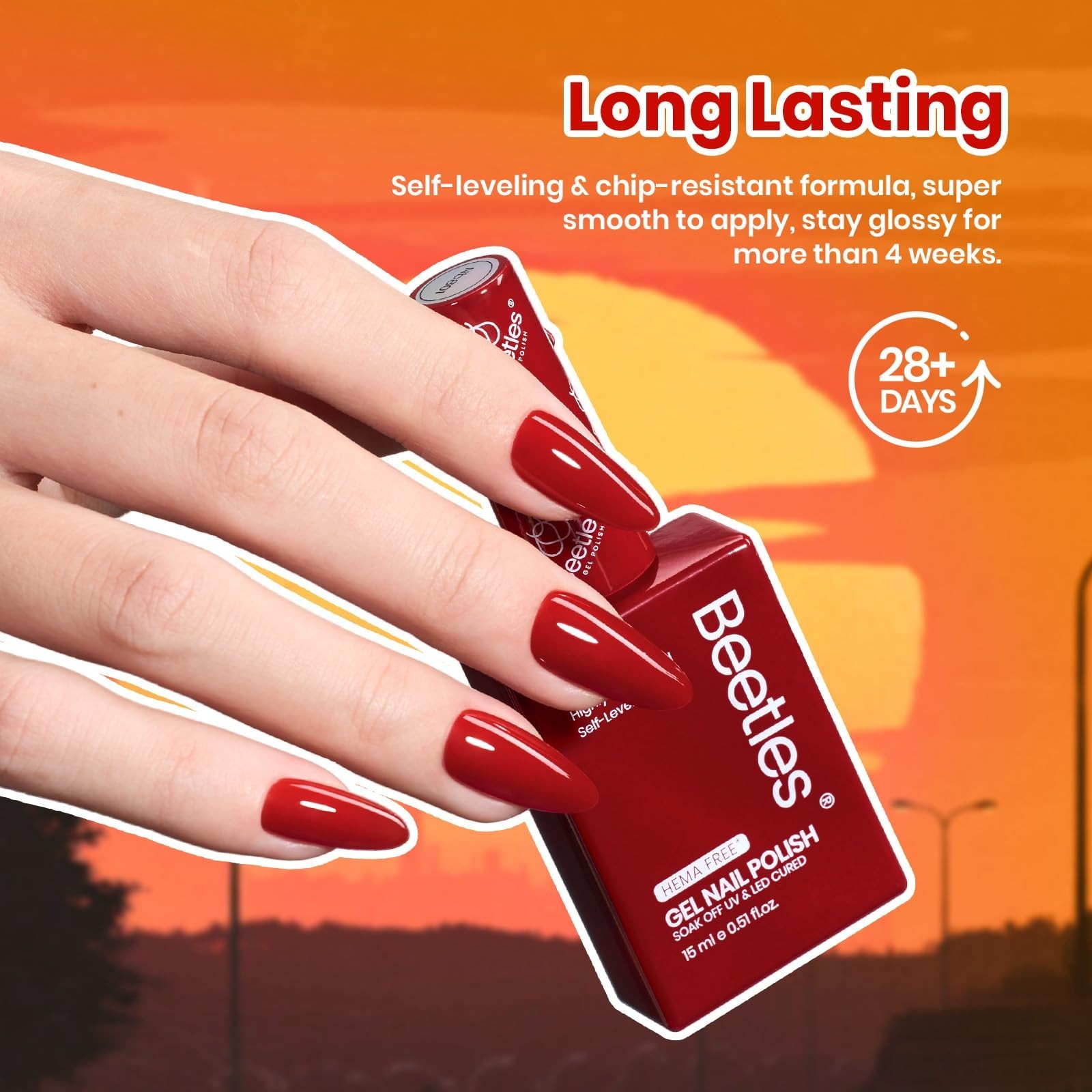 6 Colors Hema-Free Gel Polish Set – 15ML Burgundy Brown Red Yellow Orange, Soak